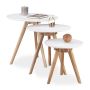 Set of 3 tables, white/light brown