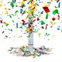 Confetti cannon 40x5x5cm., yellow/green/red colors