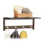 Bathroom wall shelf 17.5x50x16cm., dark brown/silver color