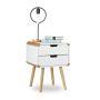 Bedside table with 2 drawers 55x40x40cm., light brown/white