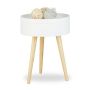 Side table with tray 50x38x38cm., light brown/white