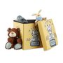 Folding seat with hinged lid 38x38x38cm., yellow/light blue/white