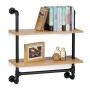Living room wall shelf 17.5x50x16cm., dark brown/silver color