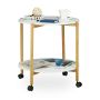 Side table with wheels and 2 shelves 58.5x61x61cm., white/light brown/black
