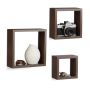 Set of 3 wall shelves, brown/white