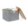 Storage bag with lid 25x33x33cm., gray/light brown