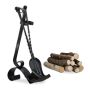 Set of 3 fireplace tools and stand 57x21x36cm., black