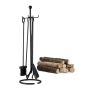 Set of 4 fireplace tools and stand 57x21x36cm., black