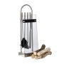 Set of 4 fireplace tools and stand 75x24.5x17cm., black/silver