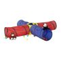 Large children's play tunnel with 4 pipes 45x250x250cm., red/blue/yellow colors