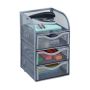 Writing utensil drawer with 3 compartments 21x12.5x13 cm., silver color