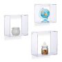 Set of 3 transparent wall shelves.