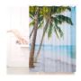 Shower curtain 180x180x0.1cm., brown/cream/green