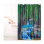Shower curtain 200x180x0.1cm., blue/brown/dark green