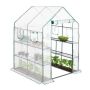 Transparent greenhouse with shelves 190x140x140cm., dark green color
