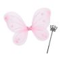 Fairy wings with wand, pink/silver/white