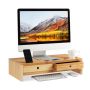 Monitor stand with drawers 14x60x30cm., light brown