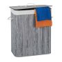 Laundry basket with 2 compartments 63x55x35cm, 95L., gray/white