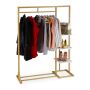 Clothes rack with shelves 155x120x40cm., light brown/white