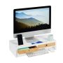 Monitor stand with drawers 12x55.5x27cm., light brown/white