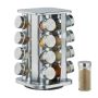 Spice rack with 16 transparent glasses 27.5x18.5x18.5cm., silver color