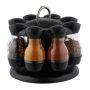Spice rack with 8 clear glasses 17x19cm., black/silver color