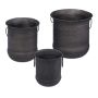 Set of 3 pots, dark grey