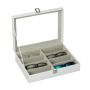 Glasses box with 8 compartments 8.5x33.5x24.5cm., nude/white color