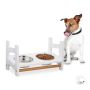 Double bowl 20x42x22cm., white/light brown/silver color