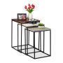 Set of 3 tables, dark brown/white/gray
