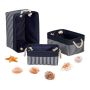 Set of 3 baskets, navy blue/white