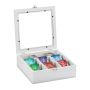 Tea bag organizer 8x25x25.5cm., white/silver color