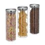 Set of 3 transparent containers for bulk products 28x9.5cm, 1.8L., silver color