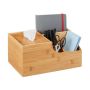 Writing instrument organizer with napkin box 14x29x19.5 cm., light brown