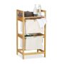 Bathroom shelf with laundry basket 73x37x33cm., light brown/white