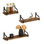 Set of 3 wall shelves, brown/black