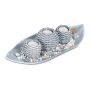 Set of 3 candlesticks and tray, light gray