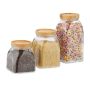 Set of 3 transparent containers for bulk products, light brown
