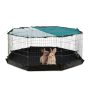 Outdoor fence with mesh and floor for pets 60x150cm., black/silver/green