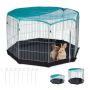 Outdoor fence with mesh and floor for pets 60x150cm., black/silver/green