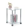 Transparent side table with casters 46x34x34cm., silver/black