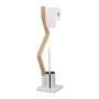 Toilet paper holder with toilet brush 75x18.5x18.5cm., light brown/silver color