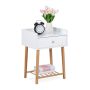 Bedside table with 1 drawer 55.5x40x35cm., white/light brown