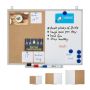 Combined board, panel and magnetic board 90x120 cm., light brown/white