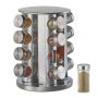 Spice rack with 16 clear glasses 28x22cm., silver color