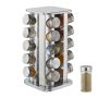 Spice rack with 20 transparent glasses 34x16x16cm., silver color