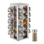 Spice rack with 20 transparent glasses 33x13x13cm., silver color