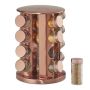 Spice rack with 16 clear glasses 28x22cm., copper color