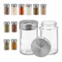 Set of 12 transparent spice shakers 8.5x5cm., silver color