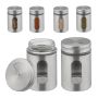 Set of 6 transparent spice shakers 11x7cm., silver color